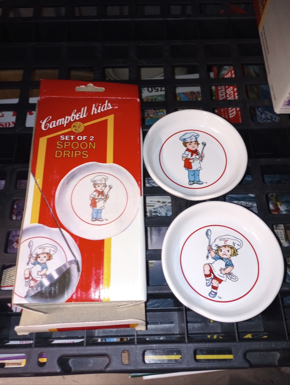 Vintage Campbell's White Spoon Drip Dishes - Set of 2